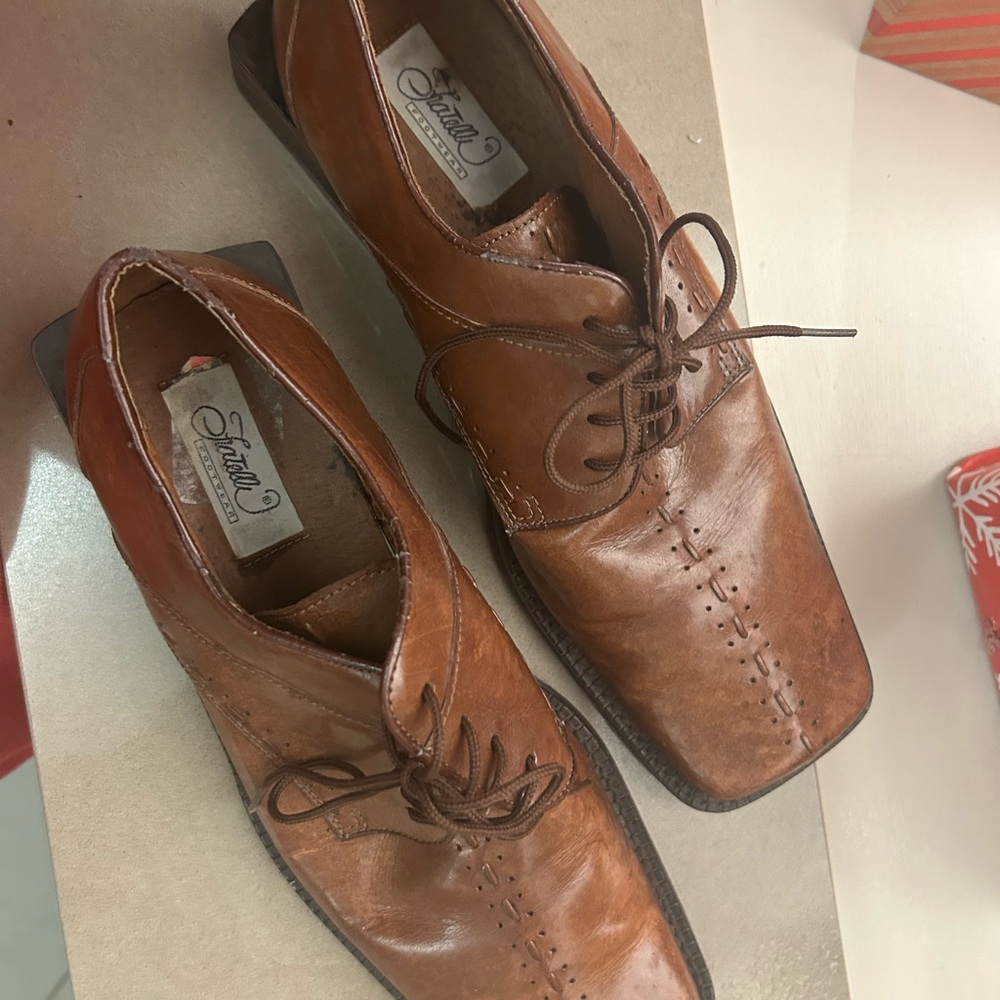 Fratelli Elegant Brown Leather Men's Oxfords 10 Preowned-some wear see pictures